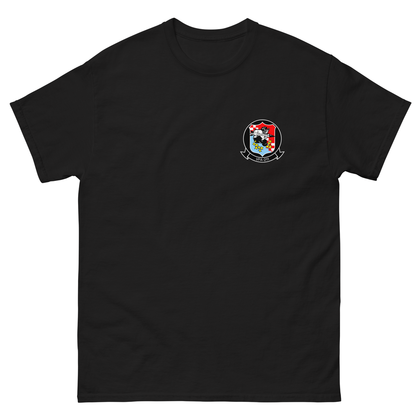 VFA-211 Checkmates Squadron Crest T-Shirt – front view, black