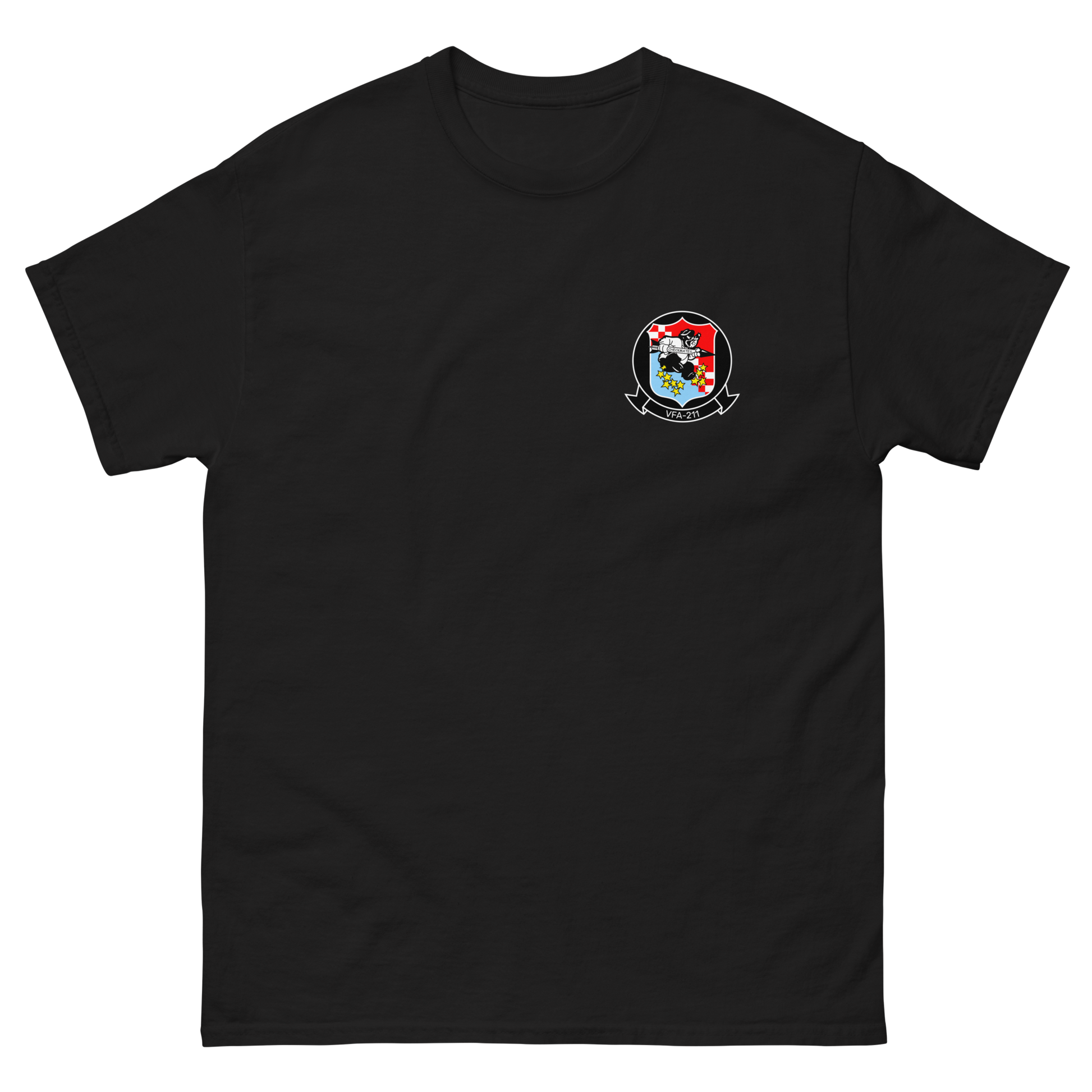 VFA-211 Checkmates Squadron Crest T-Shirt – front view, black