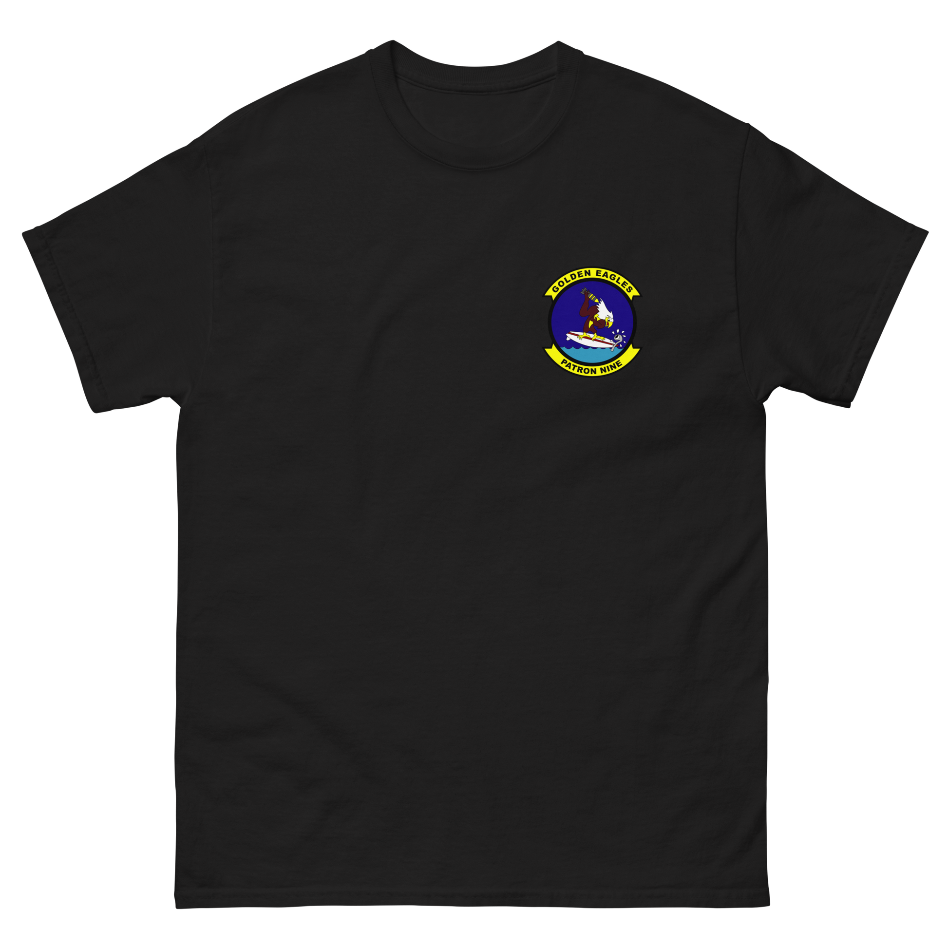 VP-9 Golden Eagles Squadron Crest (2) T-Shirt – front view, black