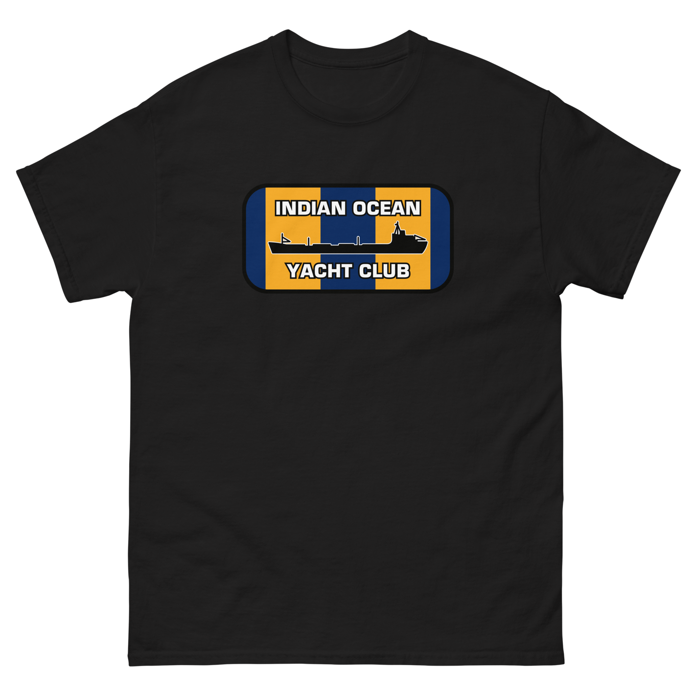 Indian Ocean Yacht Club T-Shirt – front view, black