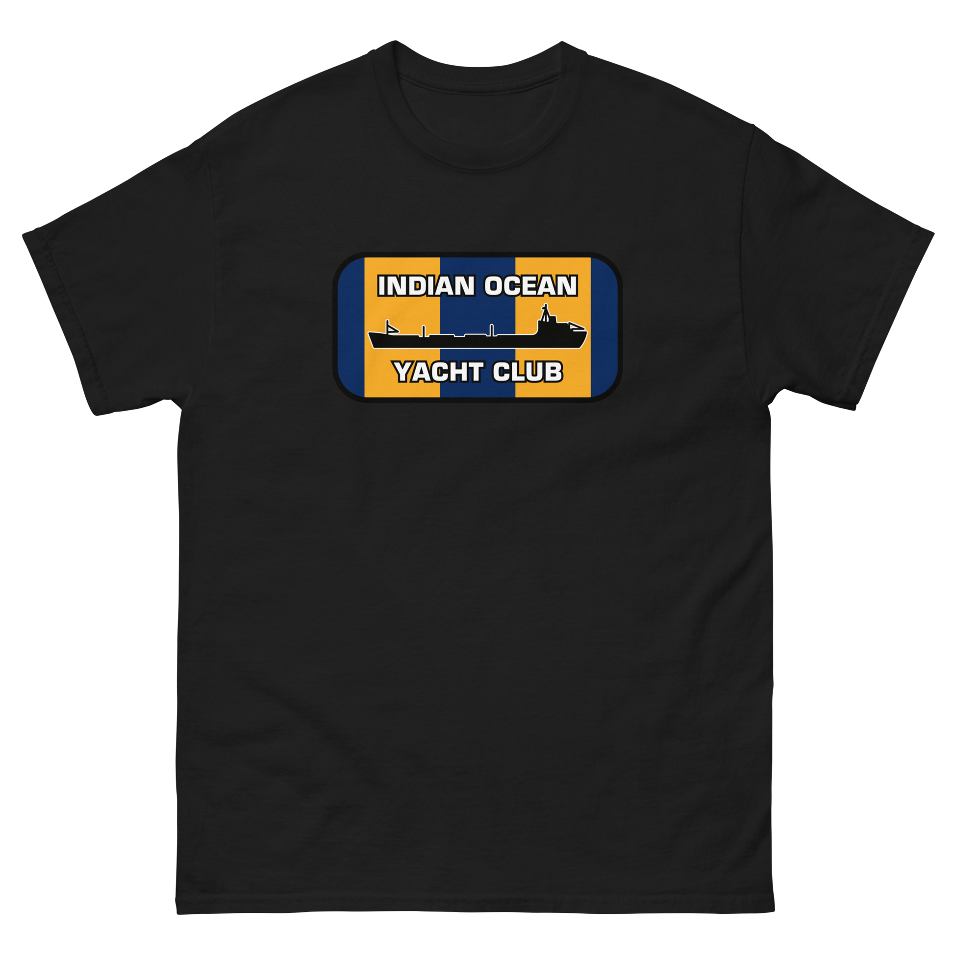Indian Ocean Yacht Club T-Shirt – front view, black