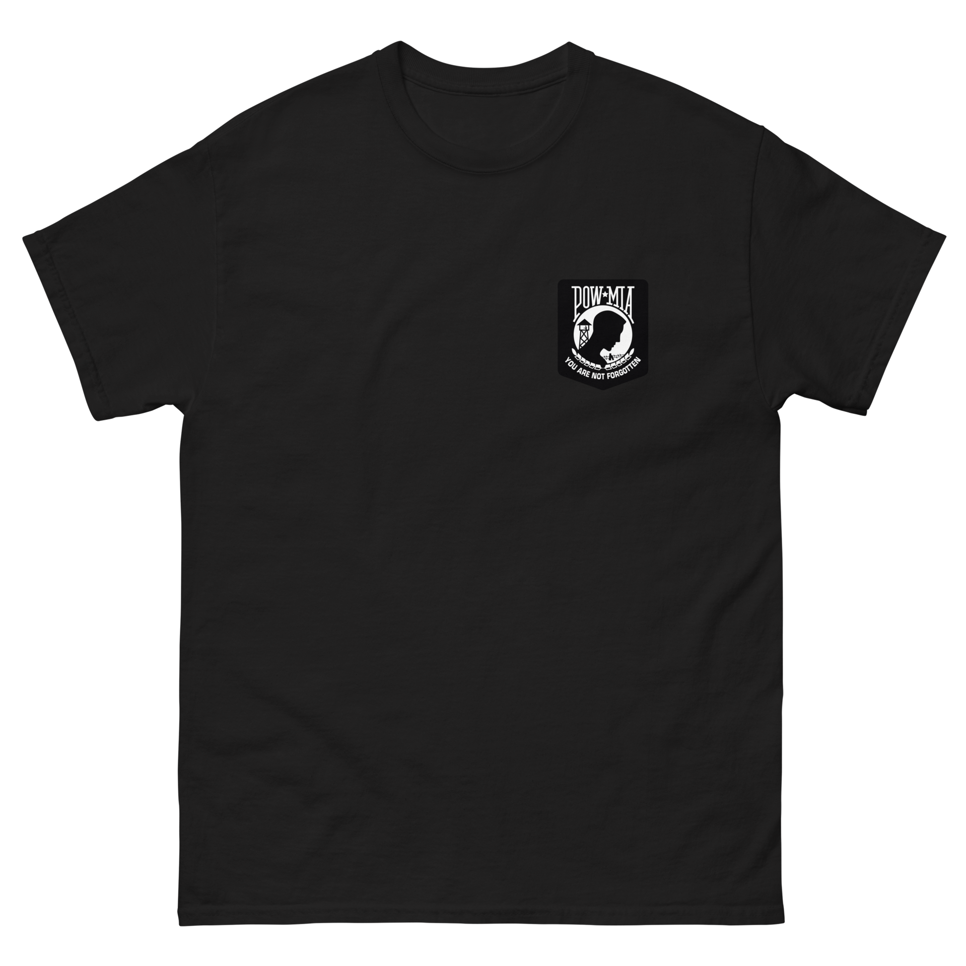 POW-MIA You are not forgotten T-Shirt – front view, black
