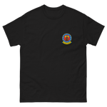 USS Independence (CVA/CV-62) Ship's Crest T-Shirt – front view, black