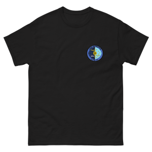 USS Intrepid (CVS-11) Ship's Crest T-Shirt – front view, black