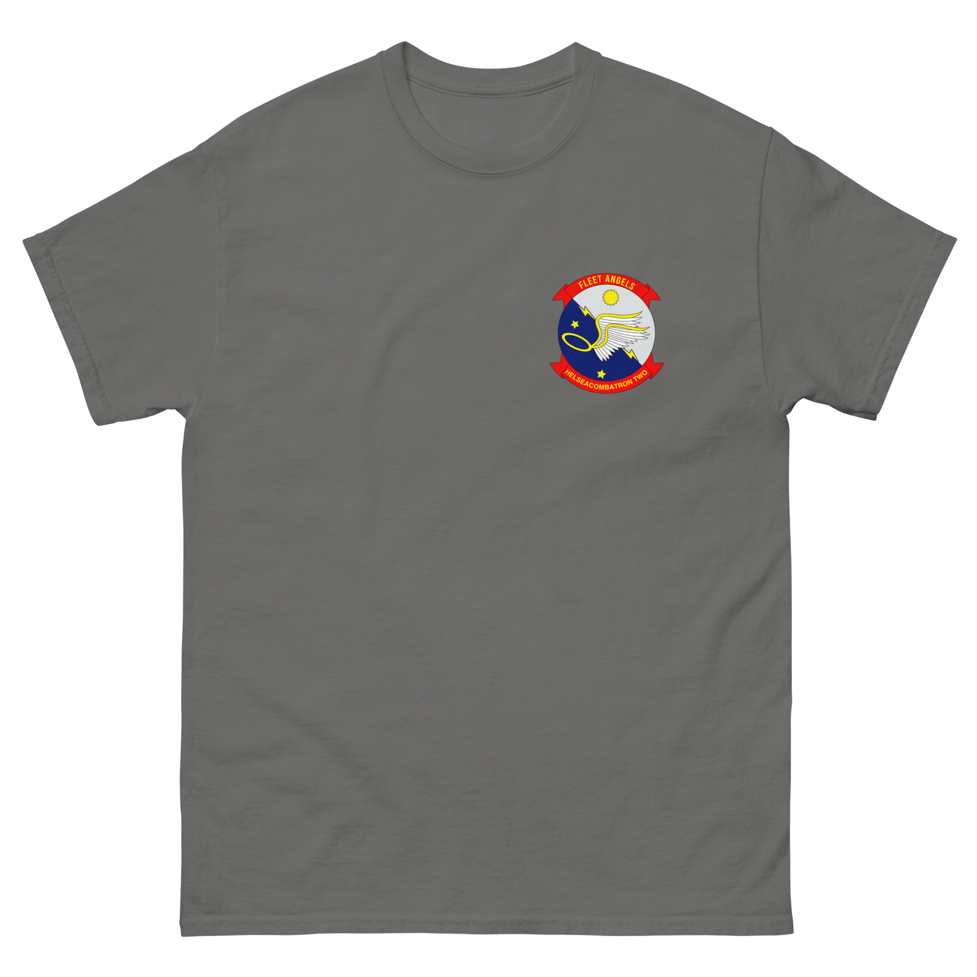 HSC-2 Fleet Angels Squadron Crest T-Shirt – front view, charcoal