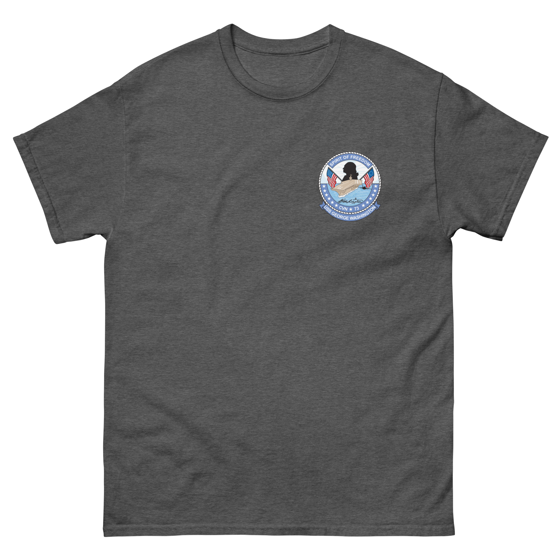 USS George Washington (CVN-73) Ship's Crest T-Shirt – front view, heather