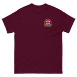 HSC-4 Black Knights Squadron Crest Shirt – front view, maroon