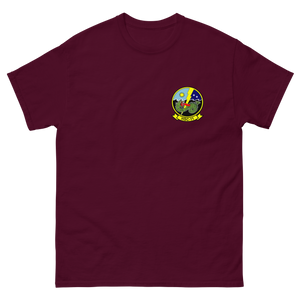 HSC-11 Dragonslayers Squadron Crest T-Shirt – front view, maroon