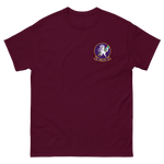 HSC-14 Chargers Squadron Crest T-Shirt – front view, maroon