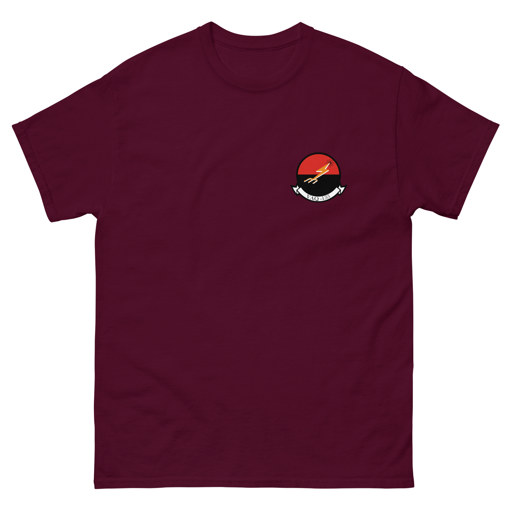 VAQ-133 Wizards Squadron Crest T-Shirt – front view, maroon
