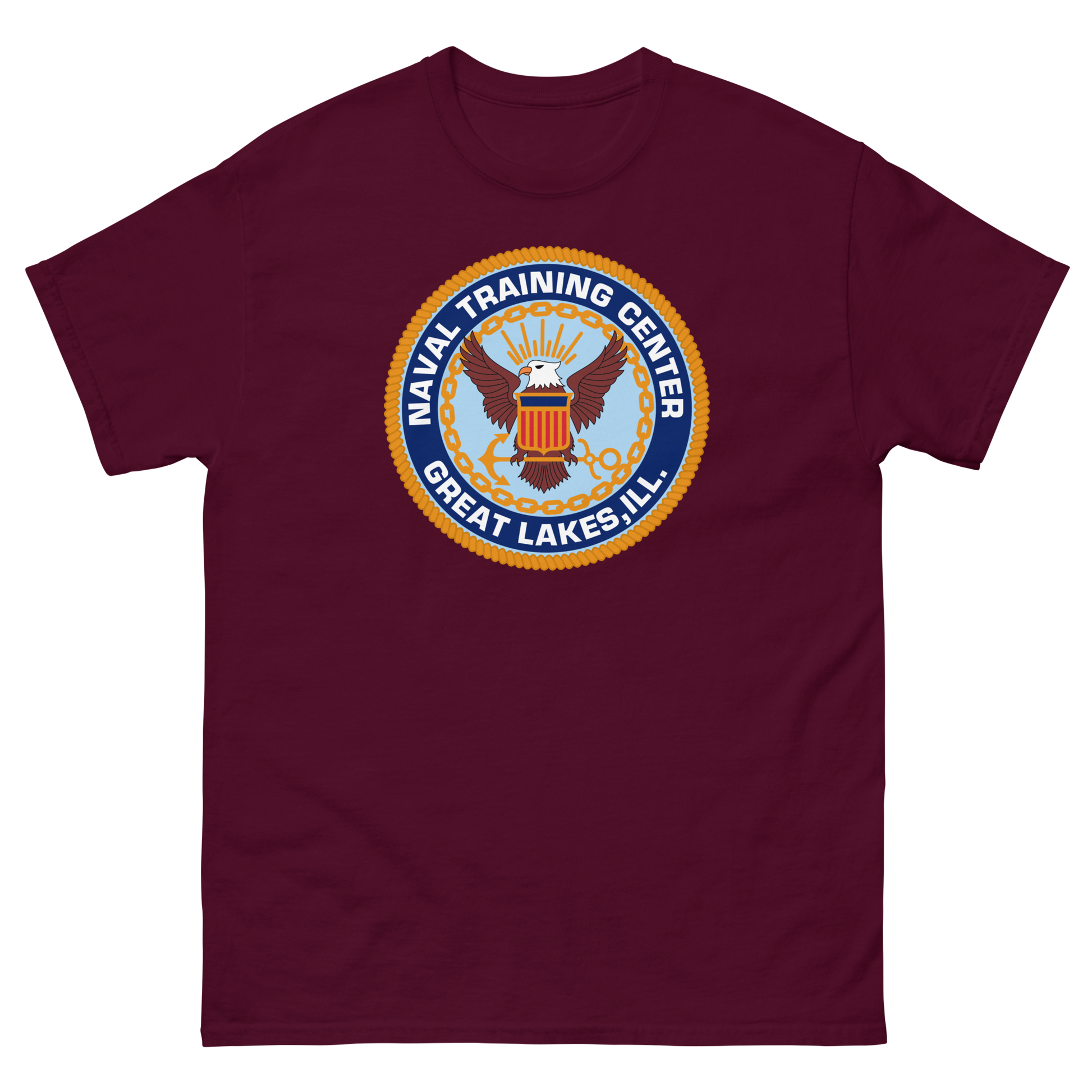 NTC Great Lakes Crest T-Shirt – front view, maroon