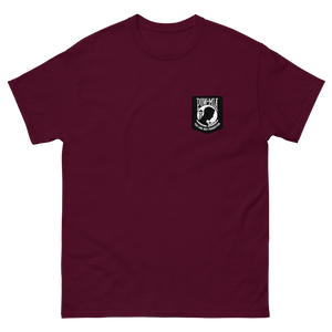 POW-MIA You are not forgotten T-Shirt – front view, maroon