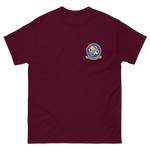 USS Franklin D. Roosevelt (CVB/CVA/CV-42) Ship's Crest T-Shirt – front view, maroon