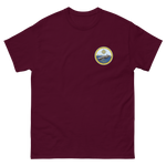 USS Gerald R. Ford (CVN-78) Ship's Crest T-Shirt – front view, maroon