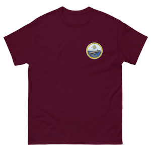 USS Gerald R. Ford (CVN-78) Ship's Crest T-Shirt – front view, maroon