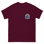 USS Hornet (CV-12) Ship's Crest T-Shirt – front view, maroon