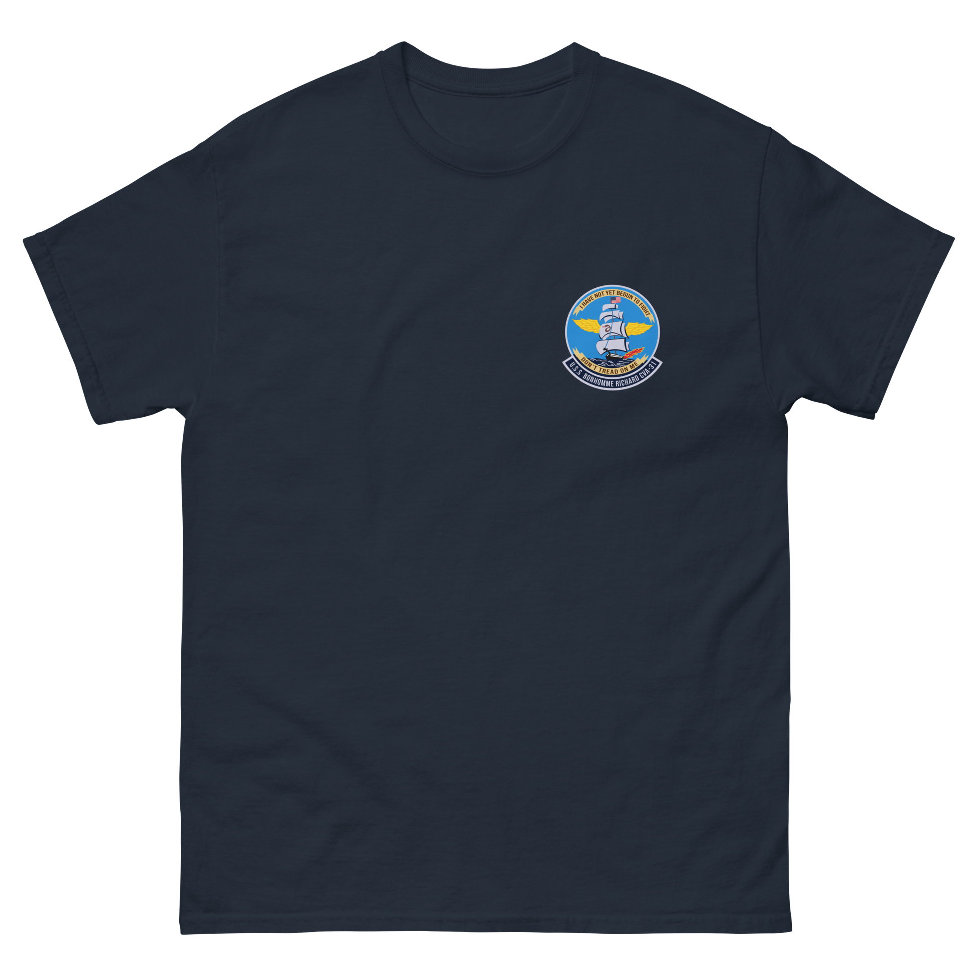 USS Bonhomme Richard (CVA-31) Ship's Crest T-Shirt – front view, navy