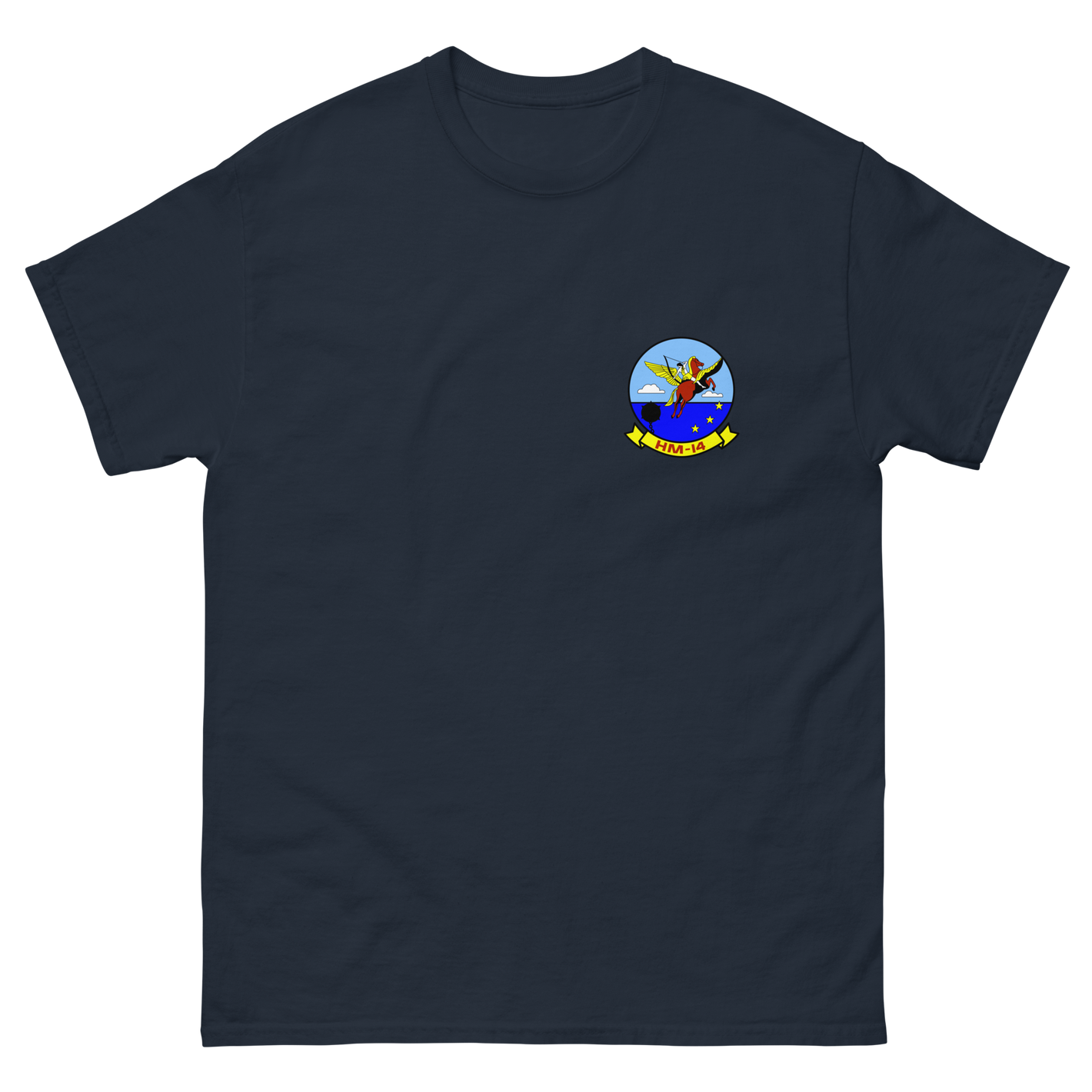 HM-14 The Vanguard Squadron Crest T-Shirt – front view, navy