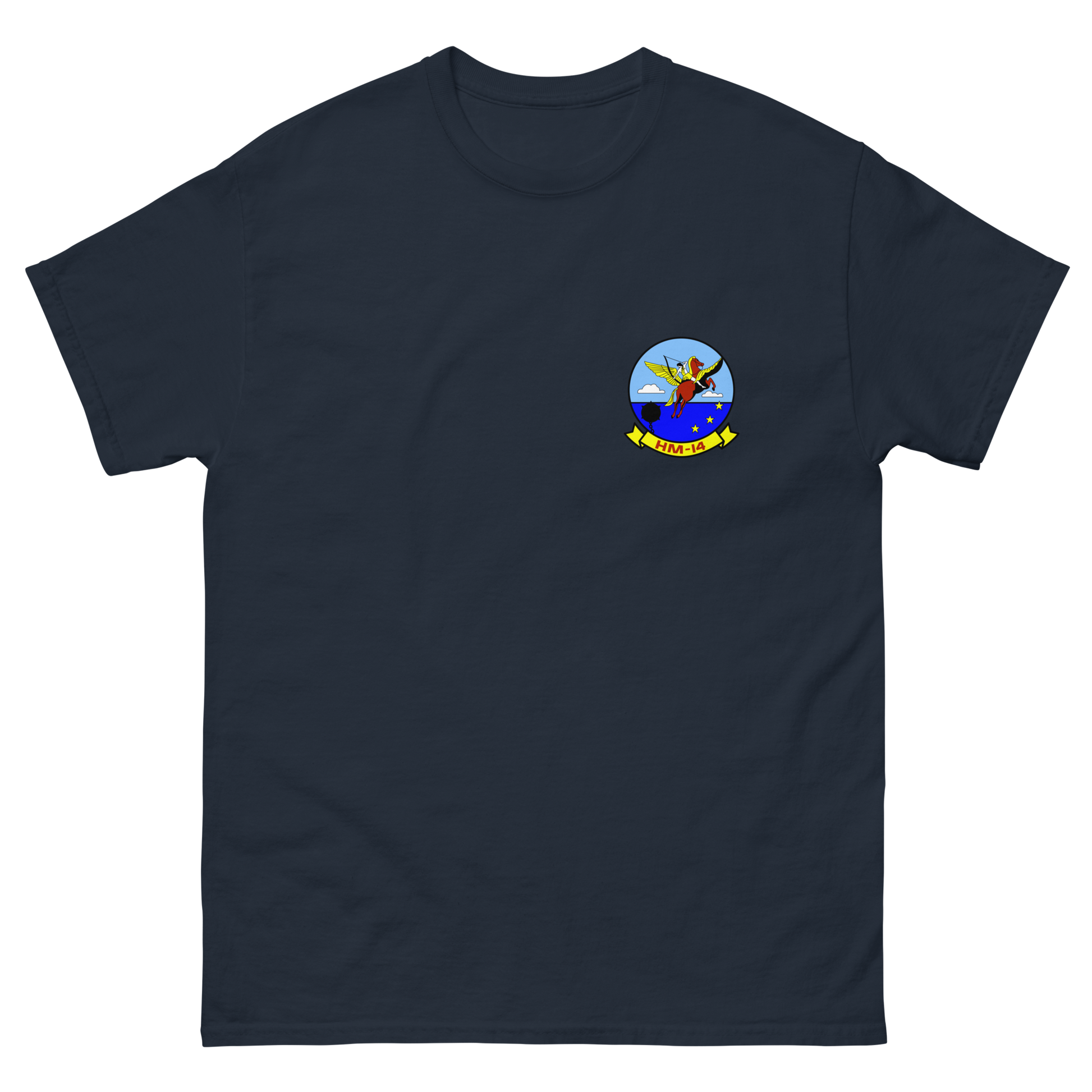 HM-14 The Vanguard Squadron Crest T-Shirt – front view, navy