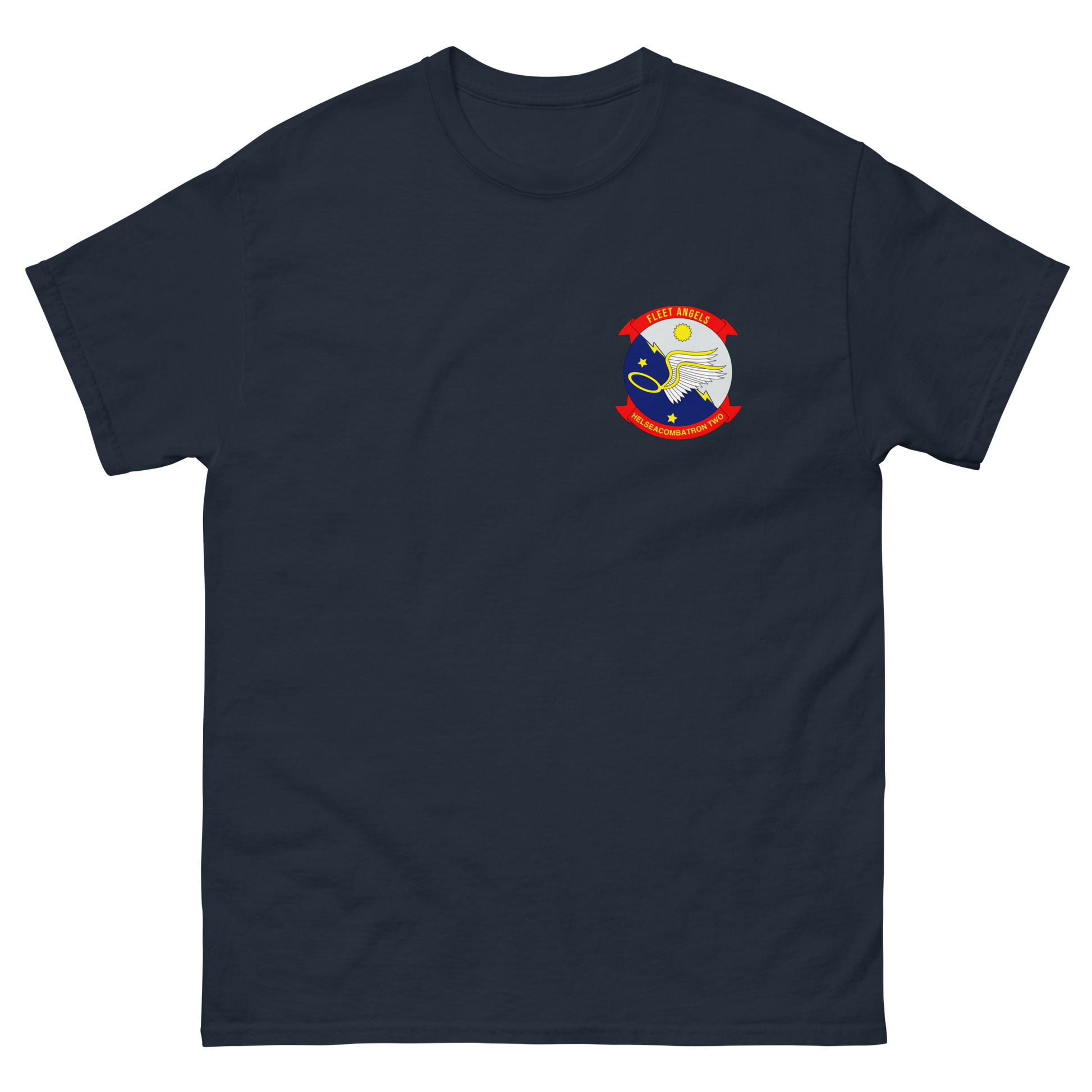 HSC-2 Fleet Angels Squadron Crest T-Shirt – front view, navy