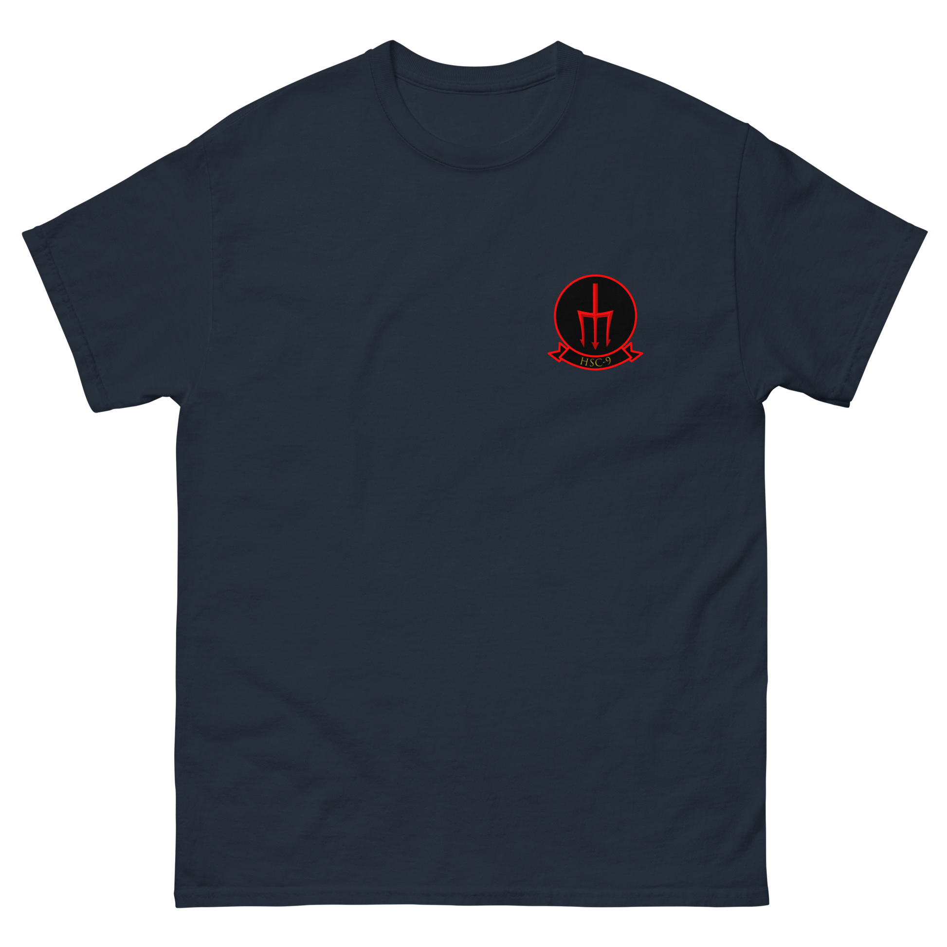 HSC-9 Tridents Squadron Crest T-Shirt – front view, navy