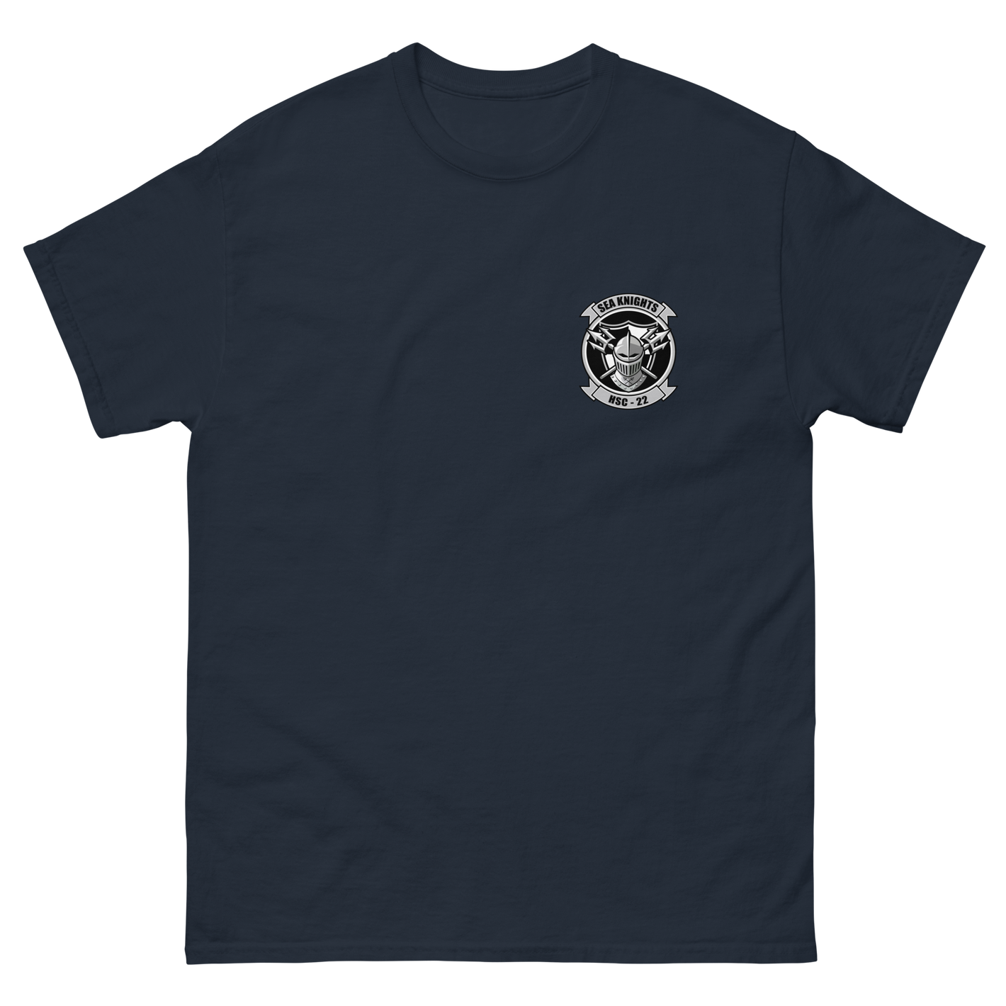 HSC-22 Sea Knights Squadron Crest T-Shirt – front view, navy