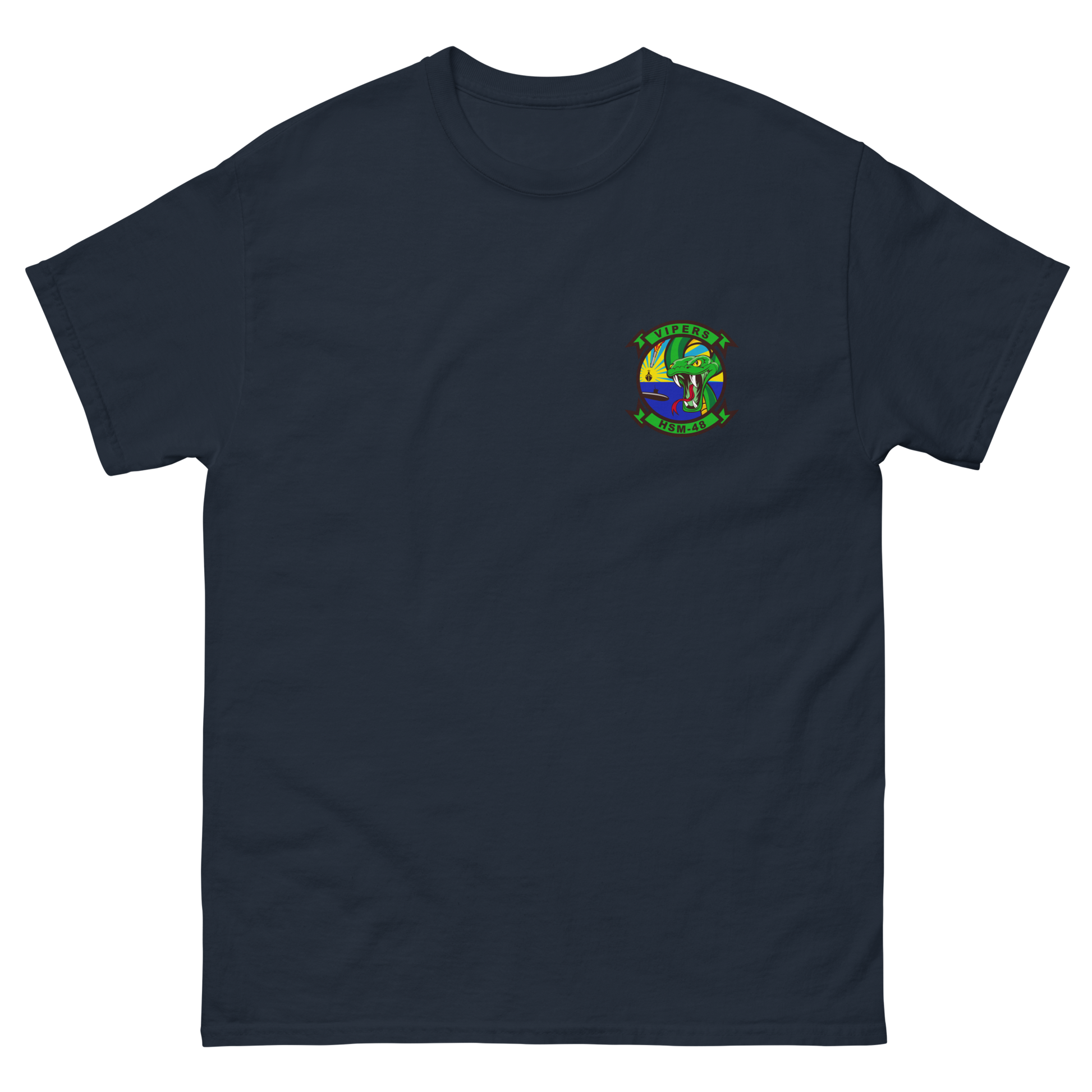 HSM-48 Vipers Squadron Crest T-Shirt – front view, navy