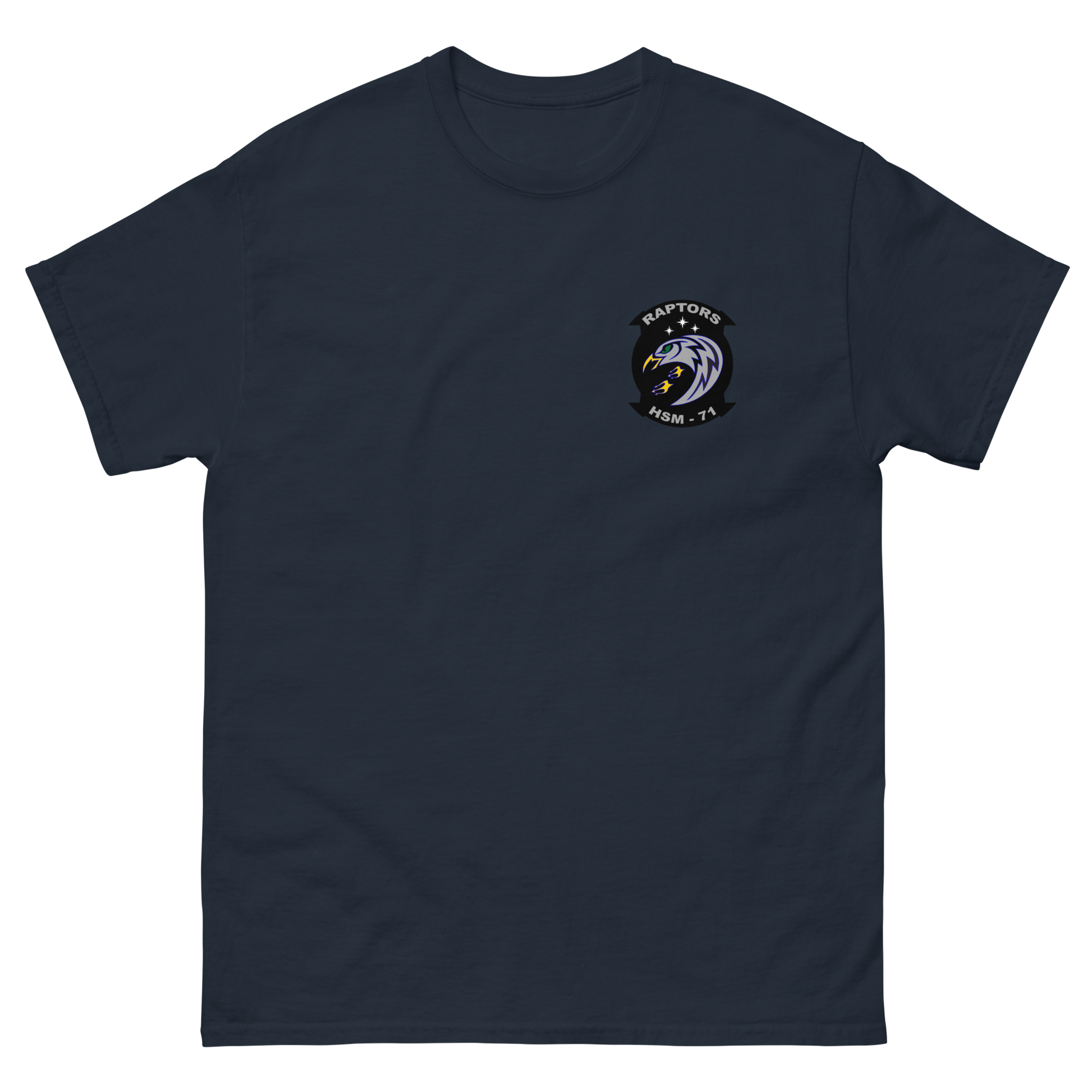 HSM-71 Raptors Squadron Crest Shirt – front view, navy