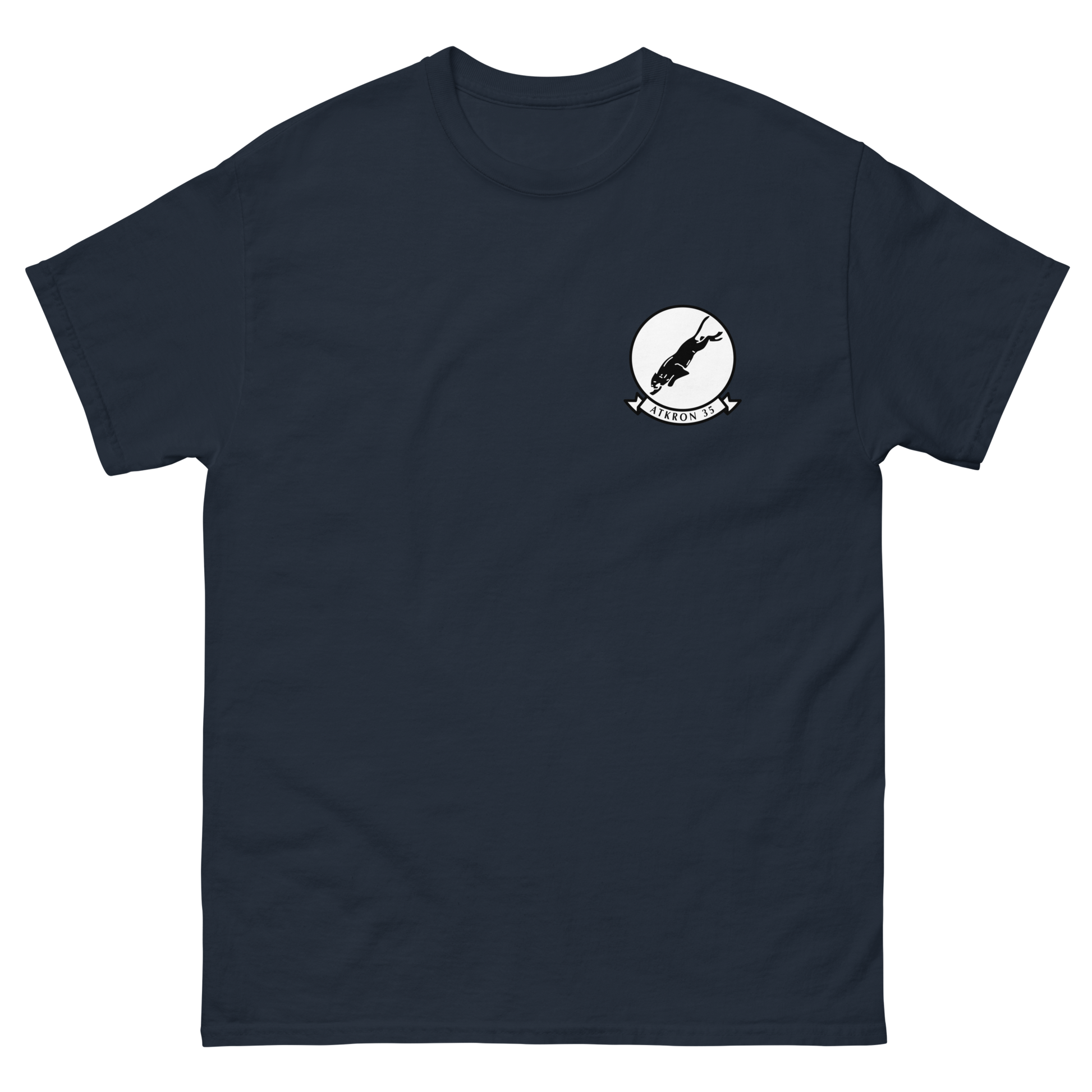 VA-35 Black Panthers Squadron Crest T-Shirt – front view, navy