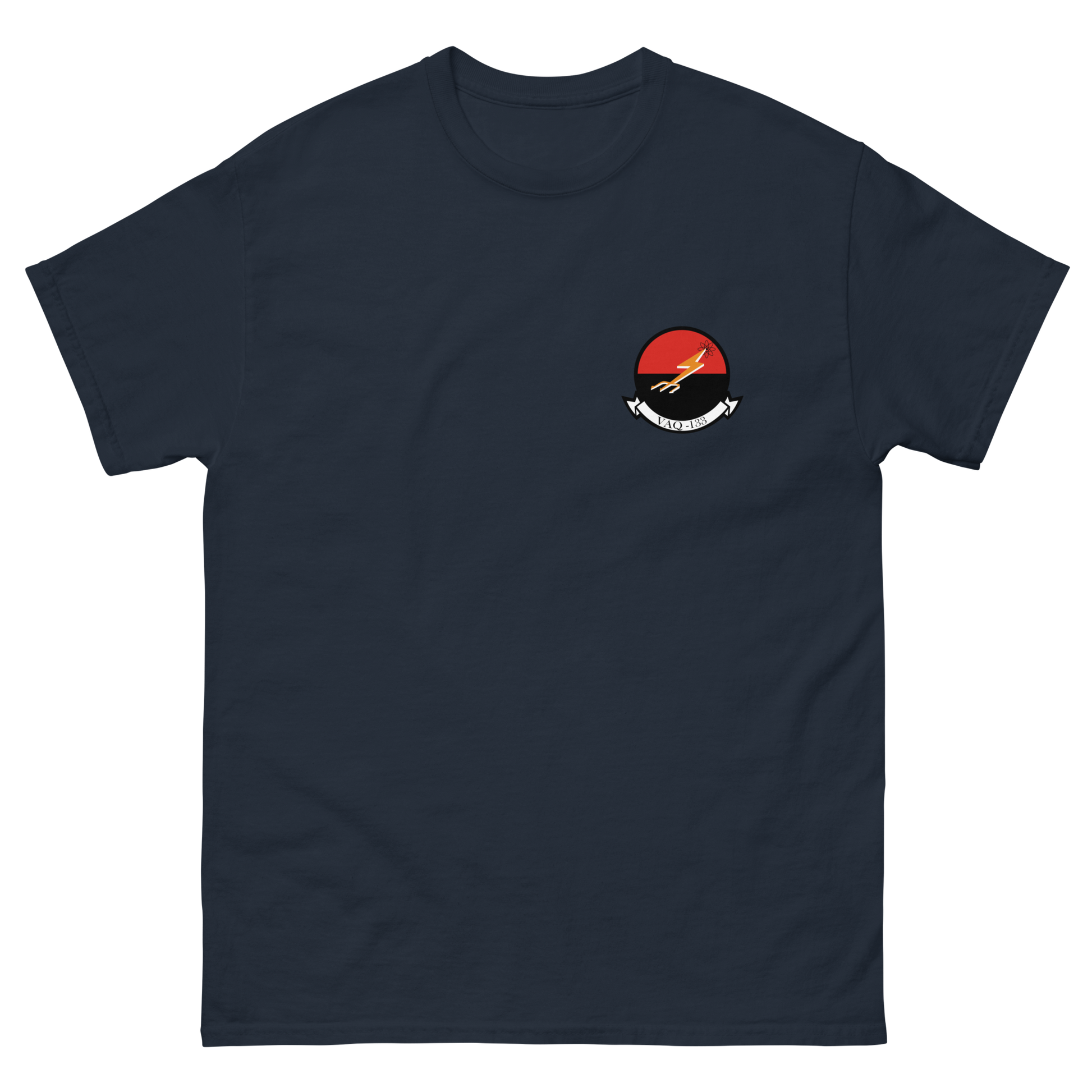 VAQ-133 Wizards Squadron Crest T-Shirt – front view, navy