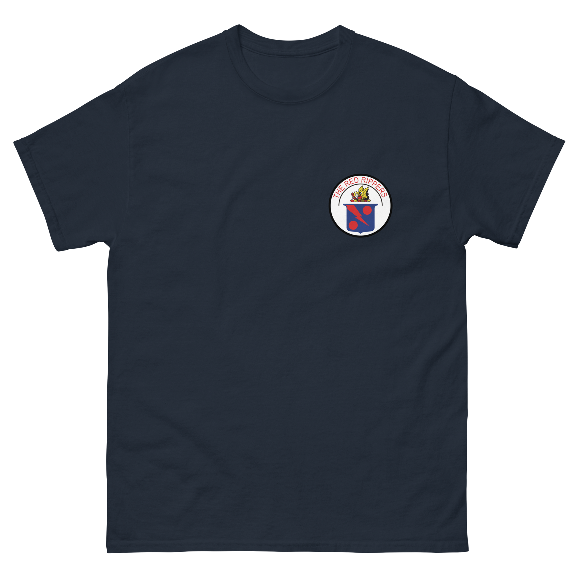 VF/VFA-11 Red Rippers Squadron Crest T-Shirt – front view, navy