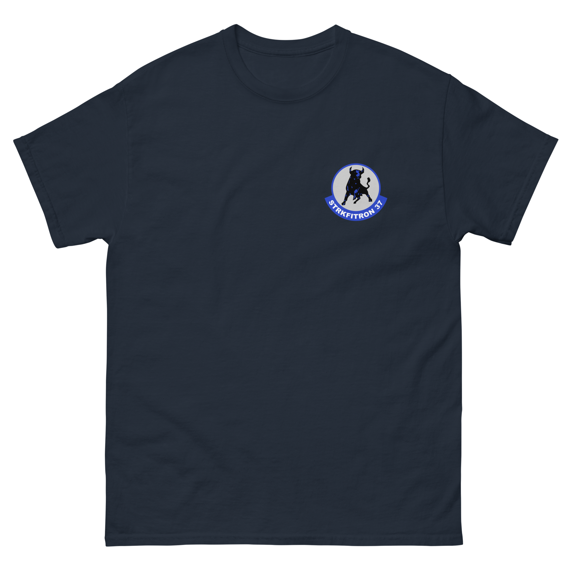 VFA-37 Ragin' Bulls Squadron Crest T-Shirt – front view, navy
