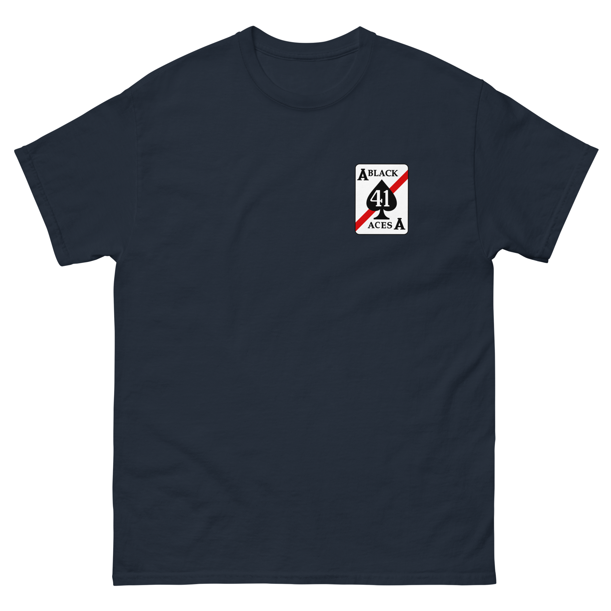 VFA-41 Black Aces Squadron Crest T-Shirt – front view, navy