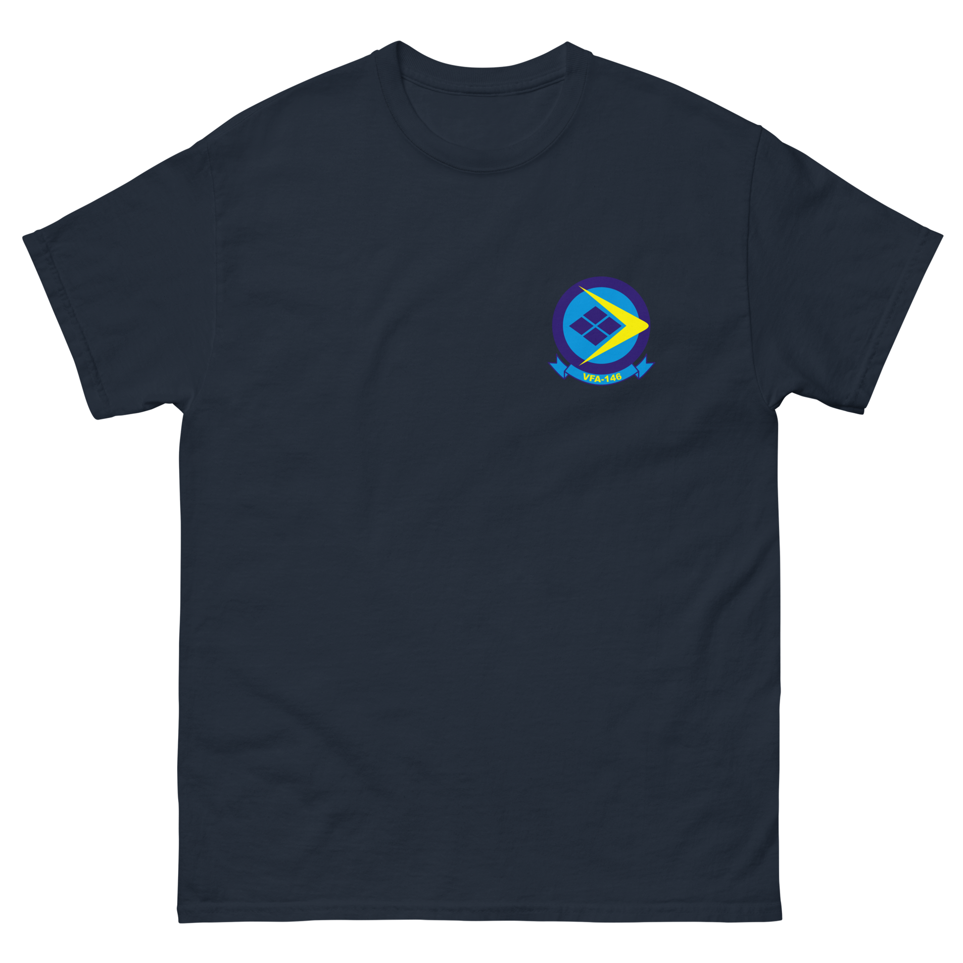 VFA-146 Blue Diamonds Squadron Crest T-Shirt – front view, navy