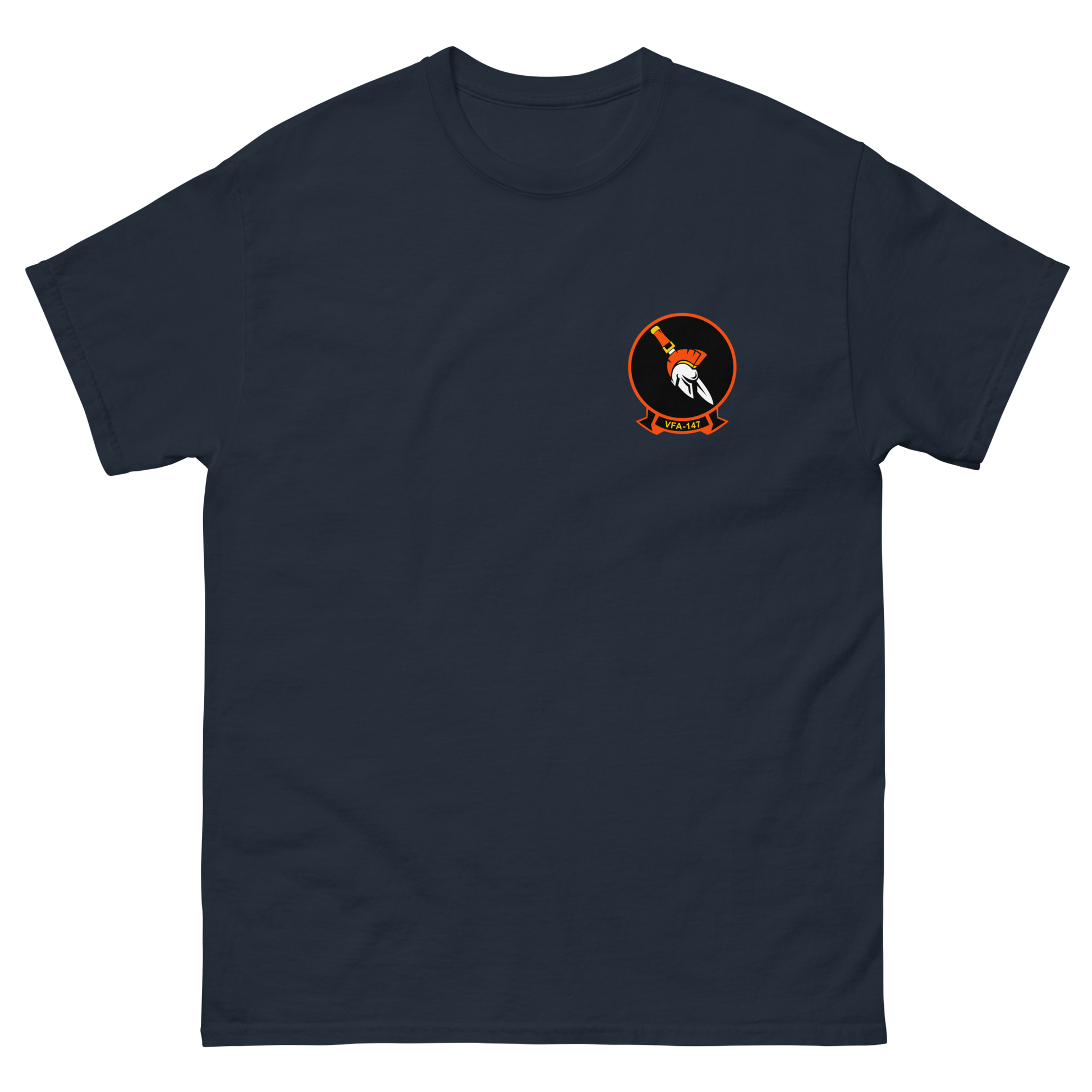 VFA-147 Argonauts Squadron Crest T-Shirt – front view, navy
