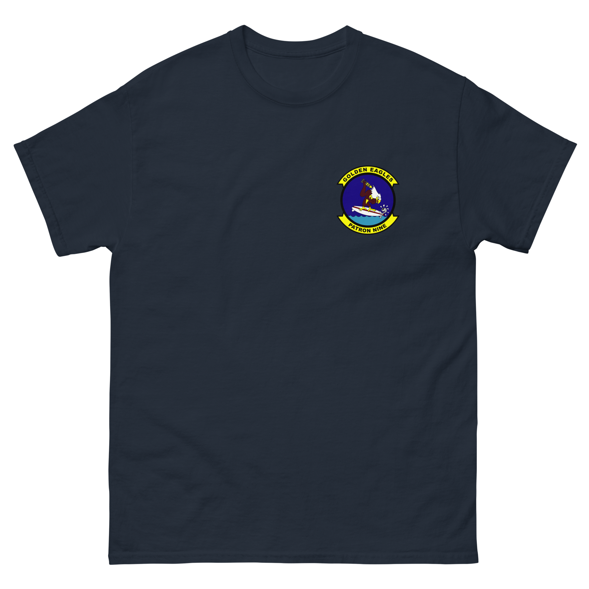 VP-9 Golden Eagles Squadron Crest (2) T-Shirt – front view, navy