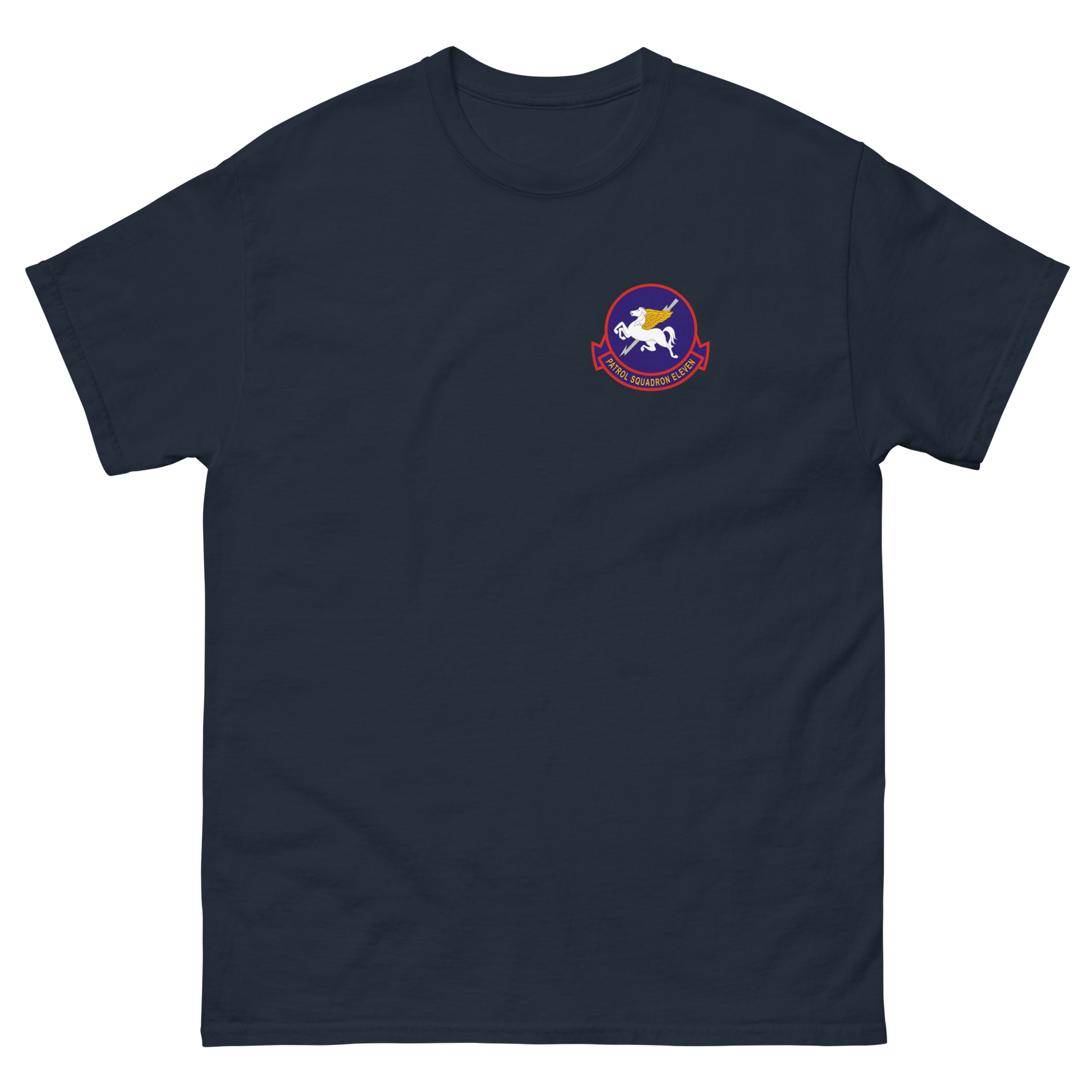 VP-11 Proud Pegasus Squadron Crest T-Shirt – front view, navy