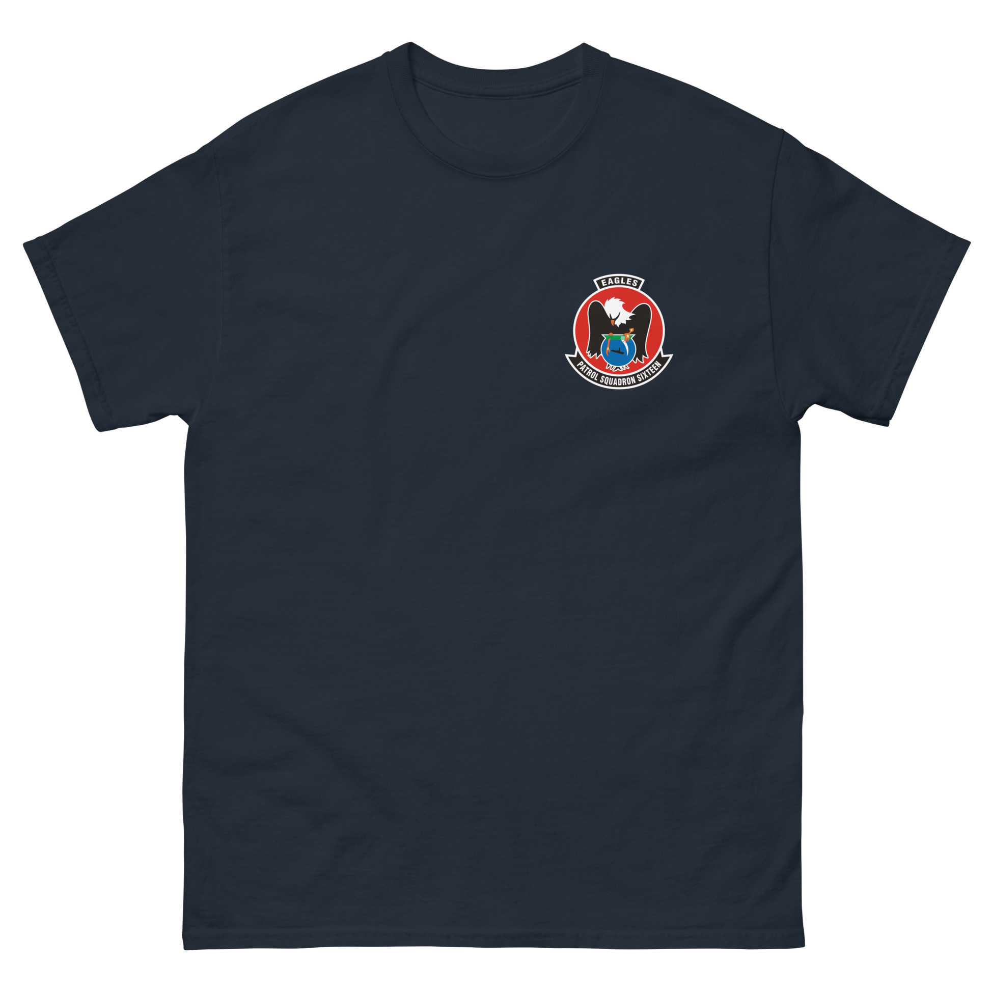 VP-16 Eagles Squadron Crest T-Shirt – front view, navy