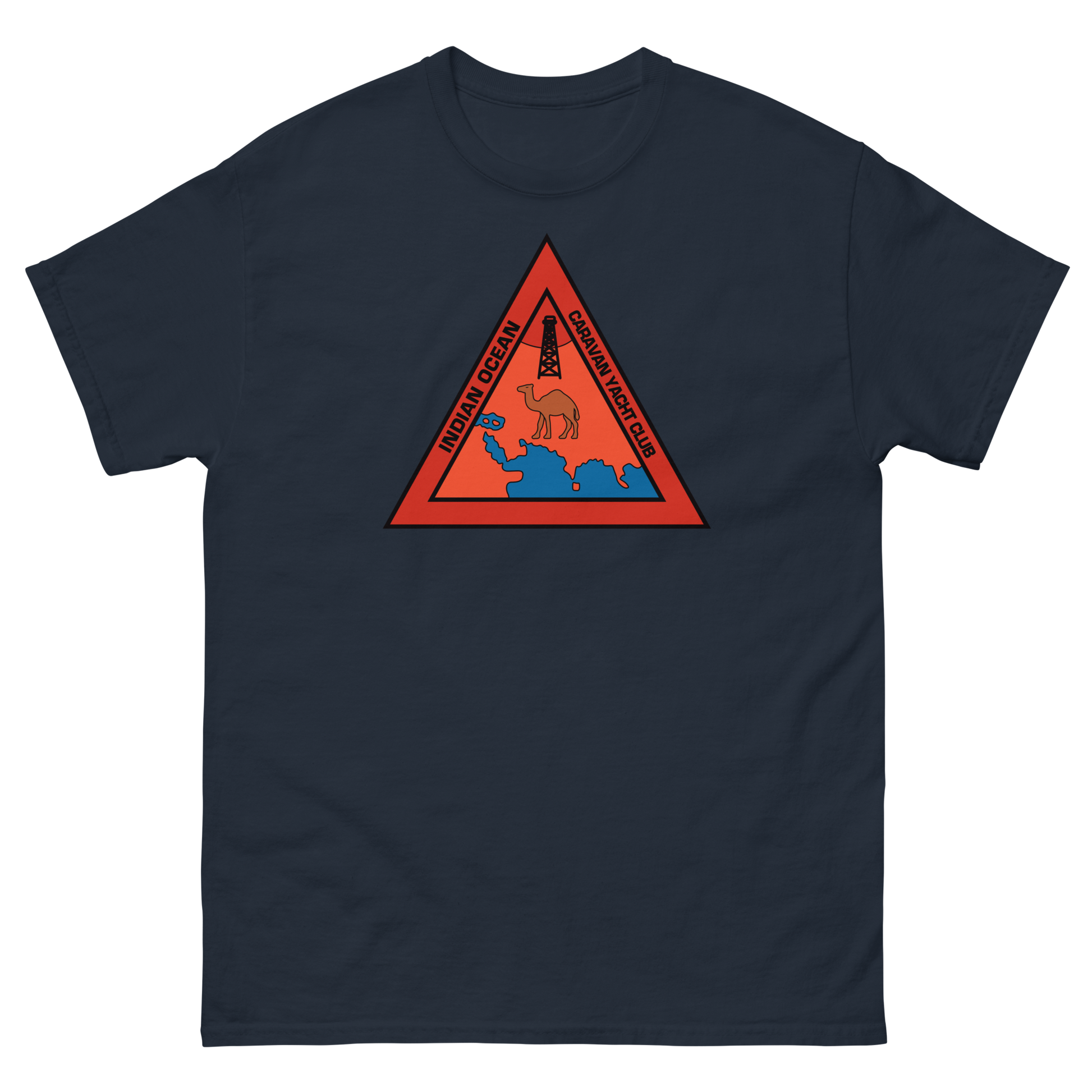 Indian Ocean Caravan Yacht Club T-Shirt – front view, navy