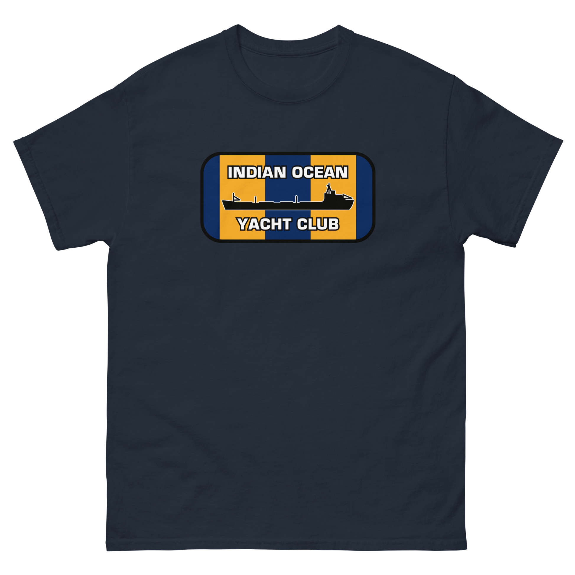 Indian Ocean Yacht Club T-Shirt – front view, navy