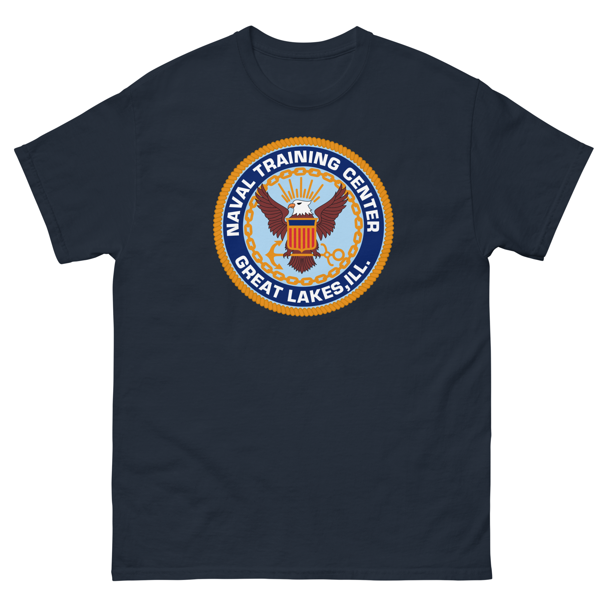 NTC Great Lakes Crest T-Shirt – front view, navy