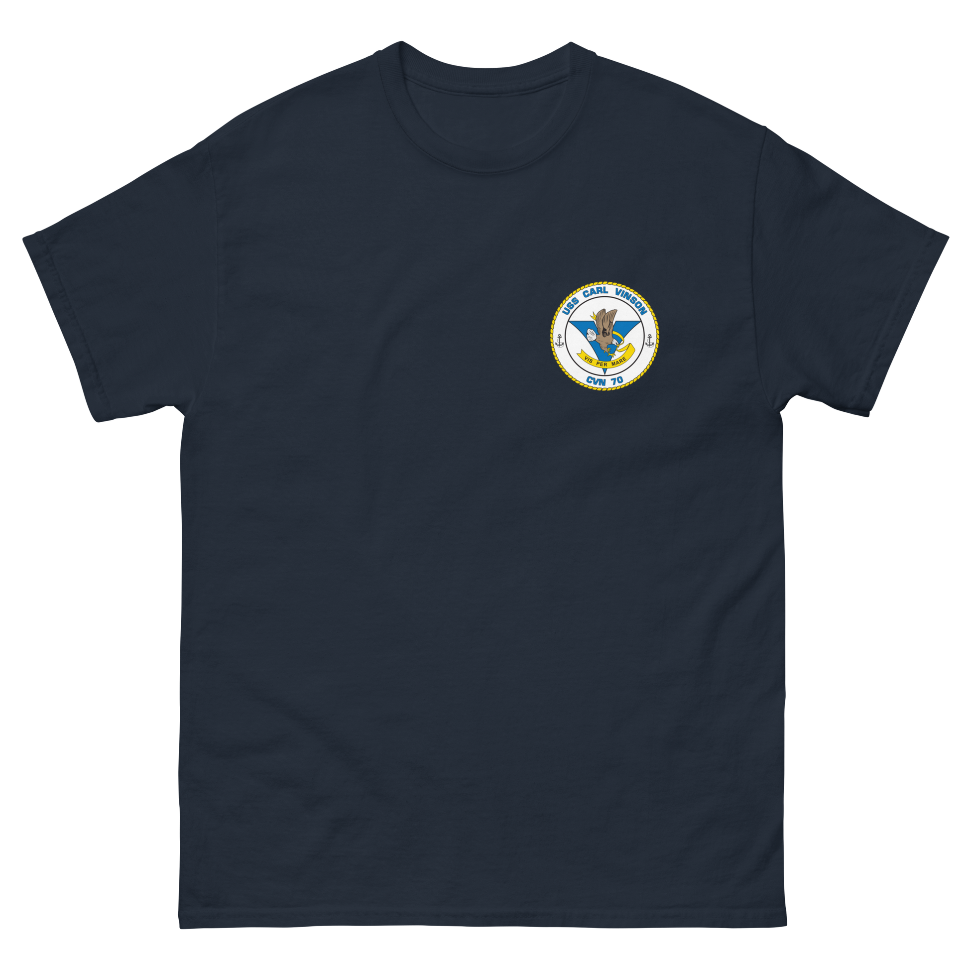 USS Carl Vinson (CVN-70) Ship's Crest Shirt – front view, navy