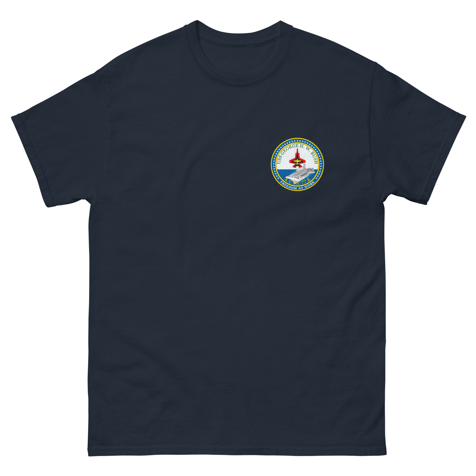 USS George H.W. Bush (CVN-77) Ship's Crest T-Shirt – front view, navy