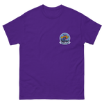 USS Hornet (CV-12) Ship's Crest T-Shirt – front view, purple