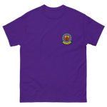 USS Independence (CVA/CV-62) Ship's Crest T-Shirt – front view, purple