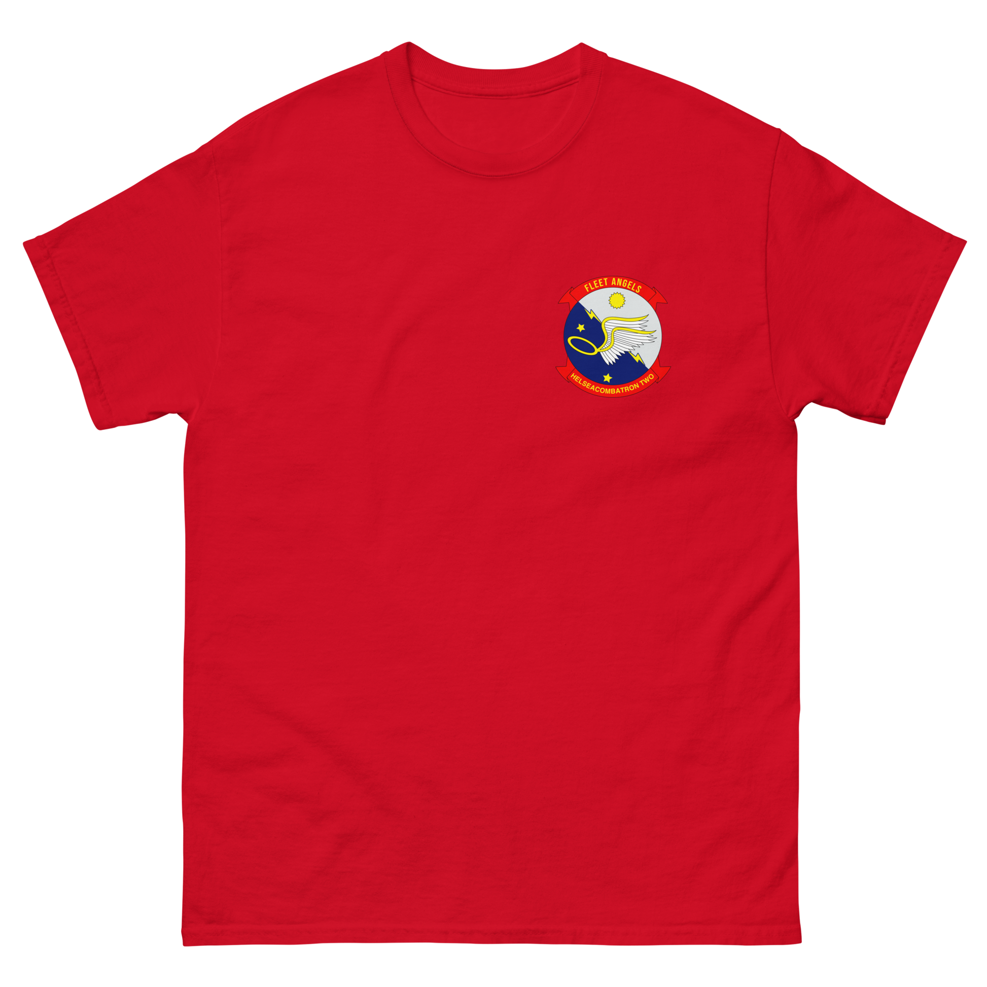 HSC-2 Fleet Angels Squadron Crest T-Shirt – front view, red