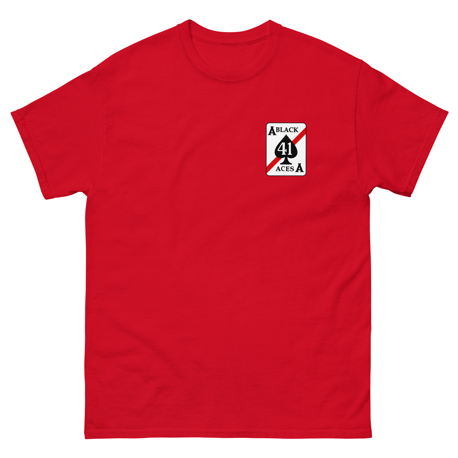 VFA-41 Black Aces Squadron Crest T-Shirt – front view, red