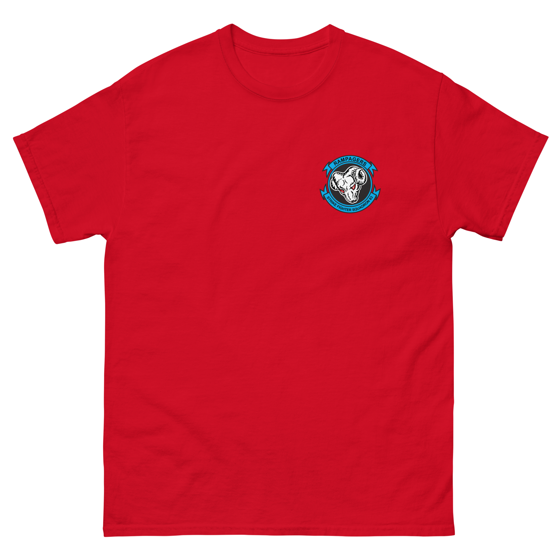 VFA-83 Rampagers Squadron Crest T-Shirt – front view, red