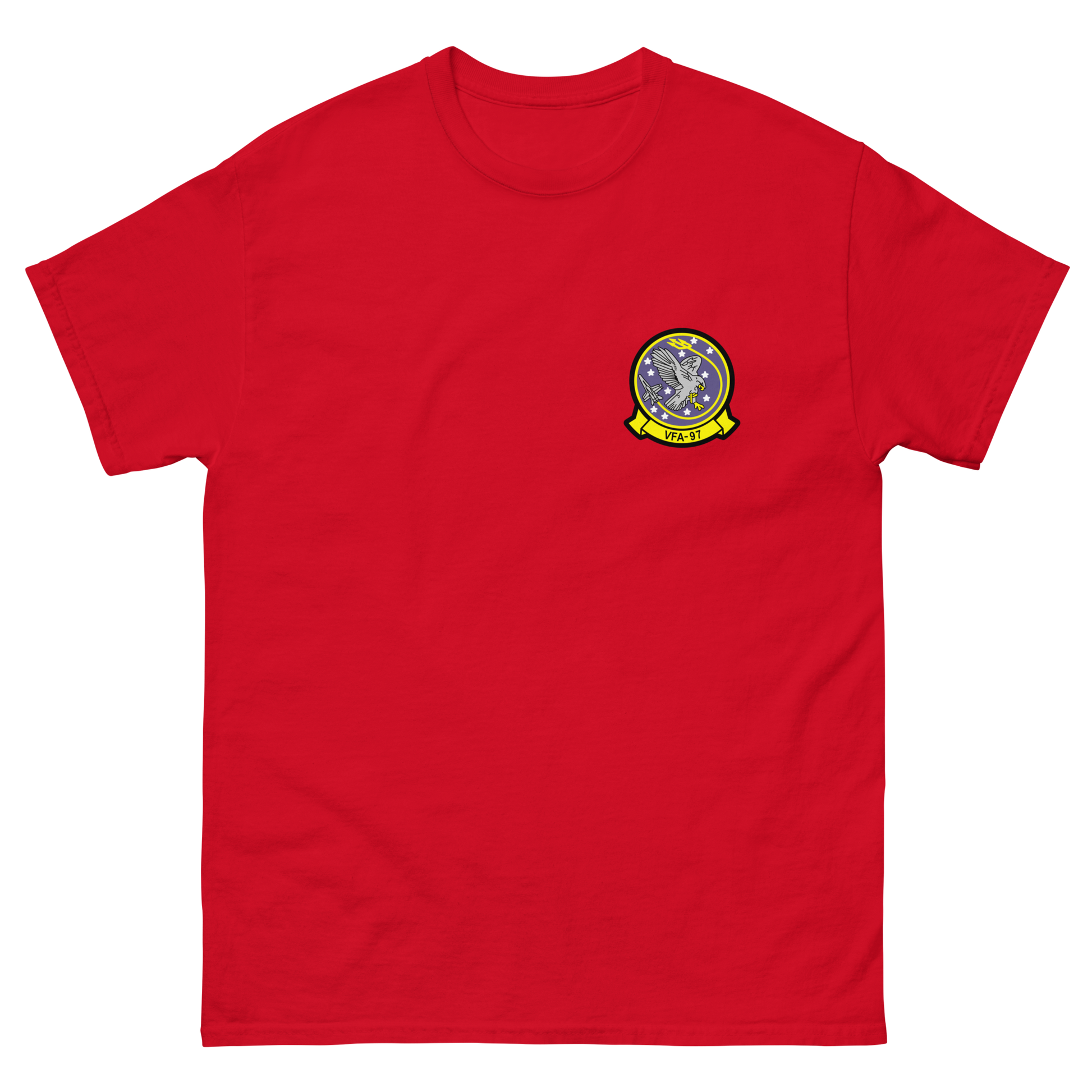 VFA-97 Warhawks Squadron Crest T-Shirt – front view, red