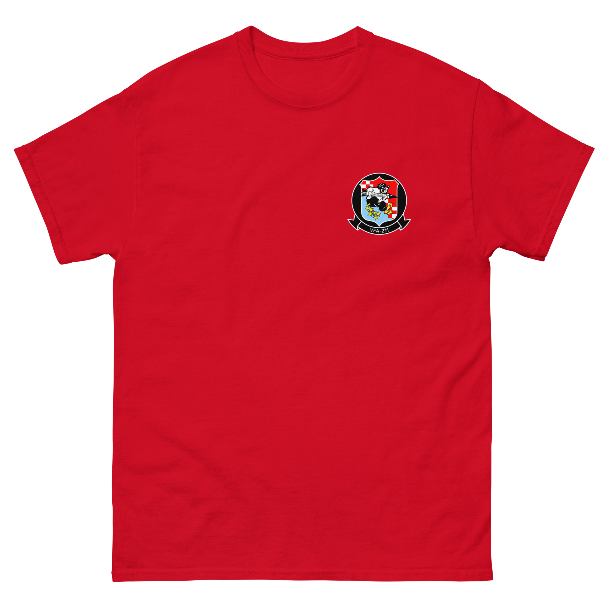 VFA-211 Checkmates Squadron Crest T-Shirt – front view, red
